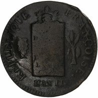 France, 2 Sols, 1793 / AN II, Strasbourg, Cuivre, TB, Gadoury:31 - Other & Unclassified