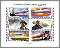 GUINEA REP. 2023 MNH 185 Years Ferdinand Von Zeppelin M/S – IMPERFORATED – DHQ2422 - Zeppelins