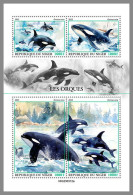 NIGER 2023 MNH Orcas Schwertwale M/S – IMPERFORATED – DHQ2422 - Baleines