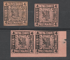4 Timbres Bergedorf (YT N°7)  (MI N°5) Dont 1 Paire - Bergedorf - Postmarke - 4 Vier Schillinge - Bergedorf