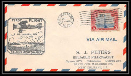 0490a Lettre USA Aviation Premier Vol Airmail Cover First Flight Luftpost) 1929 Saint-Louis Omaha Cam 28 St Joseph - Brieven En Documenten