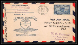 0467d Lettre USA Aviation Premier Vol Airmail Cover 1929 Cam 19 New York Atlanta St Petersburg Signé (signed) - Briefe U. Dokumente