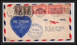 0462 Lettre USA Aviation Premier Vol Airmail Cover First Flight Aeroplane 1929 Big Spring, Texas  - Cartas & Documentos