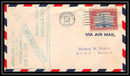 0454 Lettre USA Aviation Premier Vol Airmail Cover First Flight Aeroplane 1929 Ashtabula Iron Meet - Covers & Documents