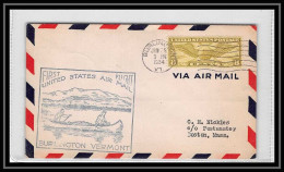 0362 Lettre USA Aviation Premier Vol Airmail Cover First Flight Aeroplane 1934 Burlington (Vermont) - Briefe U. Dokumente
