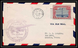 0303 Lettre USA Aviation Premier Vol Airmail Cover First Flight Aeroplane 1929 CAM 29 Houston New Orleans - Covers & Documents