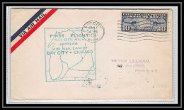 0282 Lettre USA Aviation Premier Vol Airmail Cover First Flight Aeroplane 1928 CAM 27 Bay City Chicago - Covers & Documents