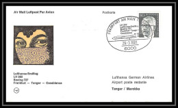 0233 Lettre Aviation (Airmail Cover Luftpost) Premier Vol First Flight Lufthansa Allemagne Germany 1981 Frankfurt Casabl - Avions