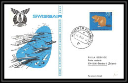 0132 Lettre Aviation (Airmail Cover Luftpost) Suisse (Swiss) Swissair MUNCHEN 1968 - Vliegtuigen