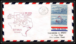 1159 Lettre USA Aviation Premier Vol Airmail Cover First Flight Aeroplane 19951 Am 64 Bryan Texas - 2c. 1941-1960 Briefe U. Dokumente