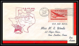 1049 Lettre USA Aviation Premier Vol Airmail Cover First Flight Aeroplane 1947 Route AM 64 Temple, Texas - 2c. 1941-1960 Lettres