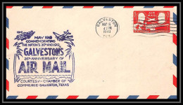 0961 Lettre USA Aviation Premier Vol Airmail Cover First Flight Aeroplane 1948 Galveston (Texas) 25th Anniversary - 2c. 1941-1960 Covers