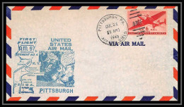 0969 Lettre USA Aviation Premier Vol Airmail Cover First Flight Aeroplane 1949 Pittsburg AM 97  - 2c. 1941-1960 Lettres