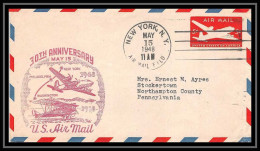 0847b Lettre USA Aviation Premier Vol Airmail Cover First Flight Aeroplane 1948 30th Anniversary Us Air Mail - 2c. 1941-1960 Covers
