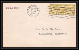 0757a Lettre USA Aviation Premier Vol Airmail Cover First Flight Aeroplane 1934 Nashville - Covers & Documents