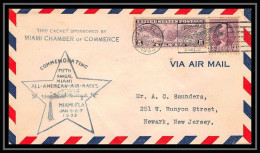 0720b Lettre USA Aviation Premier Vol Airmail Cover First Flight Aeroplane 1933 Miami All American Air Races - Brieven En Documenten