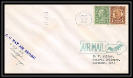 0712 Lettre USA Aviation Premier Vol Airmail Cover First Flight Aeroplane 1932 Alameda Bay Air Drome Signé Signed - Brieven En Documenten