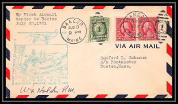 0631a Lettre USA Aviation Premier Vol Airmail Cover First Flight Aeroplane 1931 Signé Signed CAM 1 Bangor (Maine) - Brieven En Documenten