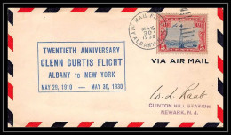 0575 Lettre USA Aviation Premier Vol Airmail Cover First Flight Aeroplane 1930 Glenn Curtiss ALBANY New York - Lettres & Documents