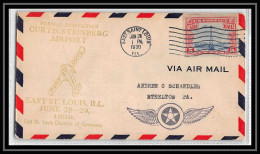 0576b Lettre USA Aviation Premier Vol Airmail Cover First Flight Aeroplane 1930 Curtis Steinberg Airport - Lettres & Documents