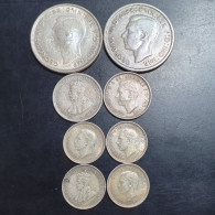 Lot 8 Pcs Australia 2 Florin 2 Sixpence 4 Three Pence 1922 - 1944 VF To UNC - Collections