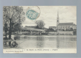 CPA - 86 - St-Martin-la-Rivière - L'Eglise - Animée (pêcheur) - Circulée - Andere & Zonder Classificatie