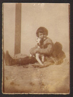 Kid Little Girl With Dog Jack Russell Affectionate Old Photo 4x6 Cm #41235 - Anonymous Persons