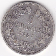 5 Francs 1834 W Lille, Louis Philippe I, En Argent, Gad# 678 - 5 Francs