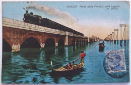 VENEZIA - Ponte Della Ferrovia Sulla Laguna (m. 3500) - CPA 1925 Colorisée - Venezia