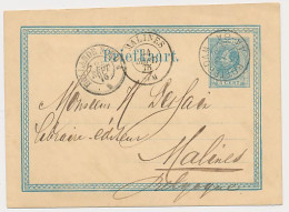 Briefkaart G. 8 Rotterdam - Belgie 1875 - Postwaardestukken