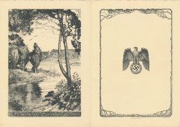 Telegram Germany 1936 - Unused - Schmuckblatt Telegramme Heather Landscape - Eagle - Lake - Swastika - Non Classés