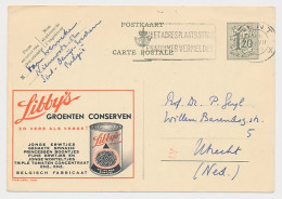 Publibel - Postal Stationery Belgium 1953 Canned Vegetables - Peas - Spinach - Beans - Carrots - Tomatoes  - Gemüse