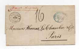 !!! MARTINIQUE, LETTRE DE ST PIERRE DE 1870 POUR PARIS AVEC TAXE 16 ET TEXTE - Lettres & Documents