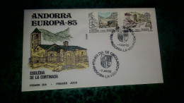 Andorre Timbre Enveloppe Premier Jour Timbres Série Europa Thèmes Monuments 1983 - Brieven En Documenten