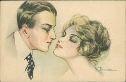 BUSI SIGNED 1920s POSTCARD - COUPLE KISSING - 124 (5794) - Busi, Adolfo