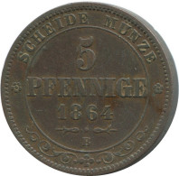 SAXONY 5 PFENNIG 1864 B Dresden Mint German States #DE10587.16.D.A - Autres & Non Classés