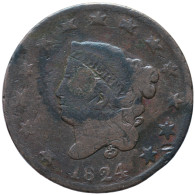 LaZooRo: United States 1 Cent 1824 VG / F - 1816-1839: Coronet Head
