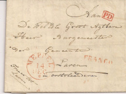 VOORLOPER VAN MEPPEL (NL) 14 DEC 1844 NAAR LAREN (O.VL)-RODE AFSTEMPELING "FRANCO" EN "PD" +MAN."FRANCO TOT LAREN" - ...-1852 Prephilately