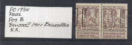 PO 1734- PAAR-POS B- BRUSSEL 1911 BRUXELLES- GOM-RRR! -CARITAS TYPE MONTALD - Rolstempels 1910-19