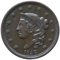 LaZooRo: United States 1 Cent 1837 XF - 1816-1839: Coronet Head