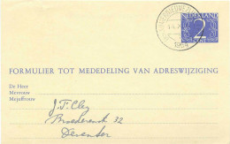 Postzegels > Europa > Nederland > Postwaardestukken >  Adreswijziging 2ct Blauw (18539) - Entiers Postaux