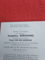 Doodsprentje Josephina Bergmans / Hamme 26/5/1920 Zele 27/1/1983 ( Frans Van Den Bossche ) - Religion & Esotericism