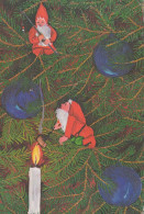 PAPÁ NOEL Feliz Año Navidad GNOMO Vintage Tarjeta Postal CPSM #PBM070.A - Santa Claus