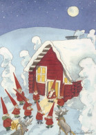 PÈRE NOËL Bonne Année Noël GNOME Vintage Carte Postale CPSM #PBL816.A - Santa Claus