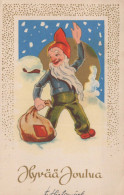 WEIHNACHTSMANN SANTA CLAUS Neujahr Weihnachten GNOME Vintage Ansichtskarte Postkarte CPSMPF #PKD984.A - Kerstman