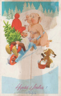 BABBO NATALE Buon Anno Natale GNOME Vintage Cartolina CPSMPF #PKD862.A - Kerstman