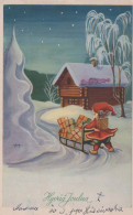 WEIHNACHTSMANN SANTA CLAUS Neujahr Weihnachten GNOME Vintage Ansichtskarte Postkarte CPSMPF #PKD919.A - Kerstman