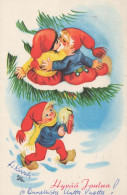 PAPÁ NOEL Feliz Año Navidad GNOMO Vintage Tarjeta Postal CPSMPF #PKD856.A - Kerstman