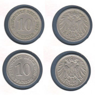 Allemagne 10 Pfennig 1905 A + 1906 A, Type Ll, KM# 12, Deutsches Reich, - 10 Pfennig