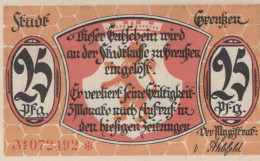 25 PFENNIG 1920 Stadt GREUSSEN Thuringia DEUTSCHLAND Notgeld Banknote #PF598 - [11] Emisiones Locales